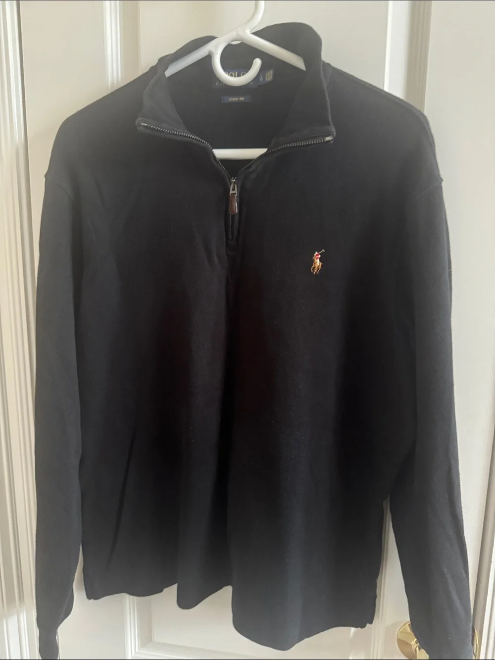 Polo by Ralph Lauren Black Quarter-Zip Sweater with Pony Logo